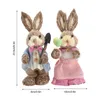 Decorative Objects Figurines 2PCS 23 35CM Straw Bunny Easter Decor Simulation Cute Rabbit Ornament Home Window Decoration Props Children Gift 230307