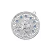 Charms Zhukou Round Shape Portrait Pendants mässing Blue Cubic Zirconia för smycken Tillverkningstillbehör Parti VD1234