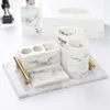 Porte-brosse à dents 1pc créatif marbre motif résine multifonction électrique support porte-dentifrice salle de bain nettoyage brosse boîte de rangement 230308