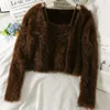 Women's Knits & Tees Fluffy Sweater With Short Omighty Camisole Woman Loose Buttonless Cardigan Long Sleeve Female Sweet Style Cami Tank Dro