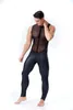 Sexy Set Hommes Mesh Top Couture Combinaison En Cuir Serré Zentai costumes pour Voir à travers Club Wear 230307