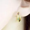 Boucles d'oreilles pendantes 2023 mode couleur CZ Zircon femmes or géométrique cerceau ensemble Huggie bijoux mariage