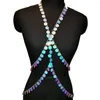 Stage Wear Holographics Disco Seascale Crop Top Ventre Taille Ceinture Chaîne Collier Rave Soutien-Gorge Festival Costume Danseur Bijoux CRS604