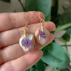 Dangle Earrings Raw Rock Small Crystal Amethysts Drop Big Irregular Baroque Pearls Natural Freshwater Pearl Dangles For Women Female