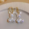 Kolczyki Dangle 925 Srebrna igła Diamond Pearl Japończyka i koreańskie słody