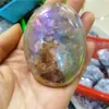Decorative Figurines Aura Agate Natural Flower Palm Stones Playthings Small And Crystals Healing