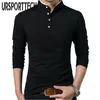 Herrpolos märke män polo skjorta mens långärmad solid polo skjortor camisa polos masculina casual bomull plus storlek m-4xl topps 230308