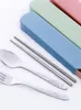 Dinnerware Sets Student Chopsticks Spoon Set Portable Tableware Three-piece Korean Cute Children's Box Fork Stainless Steel Adult