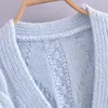 Frauen Strick Xikom 2023 Herbst Blue Strickjacke für Frauen Stricker Pullover gegen Nacken Langarm Top Casual Lose Frauen