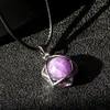 Pendant Necklaces Amethyst Bead Star Of David Necklace Rotatable Quartz Energy Stone Fortune Charms Collar Chain Woman Amulet Jewelry Gift