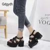 Sandali Gdgydh Vintage s Sandali gotici Tacco grosso Pelle nera PU Donna Comfort Calzature Estate Open Toe Stile romano All'ingrosso Z0306