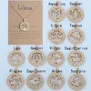 Pendant Necklaces Twelve Constellations 3D Necklace Ins Spot Card Clavicle Chain Friendship Birthday Gift