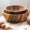 Bowls Unique Round Shape Natural Wooden Dinnerware Serving Acacia Wood Bowl For Fruits Or Salads