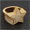 Klusterringar koppar guld sier rosegold färg pläterad kvalitet sten stjärna form hip hop juvely mens is ut diamant drop del dhgarden dh6tl