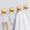 Sticker Adhesive Stainless Steel Wall Mount Holder Hook Door Clothes Coat Hat Hanger Hanger Towel Clothes Robe Rack Gold LX3884