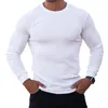 Herr t-skjortor herrkläder ribbad t-shirt fast färg smal monterad rund hals tee toppar sport fitness kostym avslappnad lång ärm