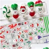 Stickers Decals Red Santa Claus Nail Art Decoration Sticker 2022 Unique Nails Penguin Snowflake Winter New Year 3D Sliders Manicur Dhtm0