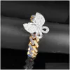 Chaîne Glacé Diamant Femmes Bracelets Bijoux Zircon Bande Type Cubain Lien Or Sier Rose Papillon Drop Delivery Dhgarden Dhlan