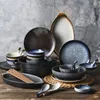 Bowls 12-piece Set For 2 People Ceramic Tableware Japanese Retro Dining Supplies Bowl And Plate Combination Home Daily