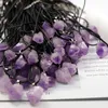 Pendant Necklaces Natural Gems Stone Necklace Raw Amethyst Quartz Purple Crystal Cluster For Women Men Jewelry Accessories