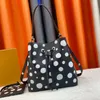 Neoneo Bucket Bag M21753 Bolsos de mujer Bolsos de mano con estampado de puntos pintados en 3d Bolsos cruzados de diseñador Bolsos de hombro Monedero Cuero genuino Gran capacidad Herrajes plateados