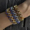 Kettingheren hiphop gouden armbanden zwarte blauwe diamant bling sieraden mode ijsje uit Miami Cuban link armband 8inch drop deli dhgarden dh50m