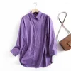 Women's Blouses Maxdutti Long SLeeve Blouse Loose Casual Vintage Shirt Women Indie Folk Purple Color Fashion Tops