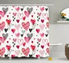 Shower Curtains Valentine Curtain Different Types Of Heart Shapes Romance Love Theme Watercolor Striped Art Bathroom Home Decor
