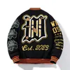 Men s jackor American Street Fashion Brand Terry Heavy Industry broderi Hip Hop Woolen Baseball Jacket för män på hösten och vintern 230307