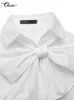 Women's Blouses Shirts Celmia Elegant White Shirts Women Fashion Bow Tie Long Sleeve Tops Casual Party Blouse Autumn Tunic Solid Blusas Femininas 230308