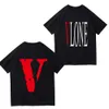 VLONE Men's T-Shirts Original design logo Summer Cartoon Collarless Short Sleeve Letter Loose Versatile Tops T-Shirts black white