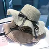 Wide Brim Hats European And American Ladies Wind Fashion Love Bow Curling Dome Big Eaves Beach Vacation Spring / Summer Shade Straw Hat Elob