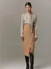 Skirts Autumn Winter Women Sexy Midi Pencil Skirts High Waist Office Solid Khaki Ladies Asymmetrical Slit Skirt For Women 230308