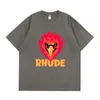 2023 T-shirt de mode pour hommes et femmes Br Rhude s Eagle Head English Print High Street Hip-Hop à manches courtes en coton lâche pour hommes femmes W1vi