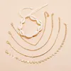 Anklety 5 szt./Zestaw Vintage Shell Cears Koraliki dla kobiet dziewczęta Złota łańcuch zestaw biżuterii plażowy