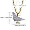 Collares colgantes Nueva joyería de Hip Hop Iced Out Pigeon Diamond Collar con cadena de oro para hombres Micro Pave Zircon Animal Shap Dhgarden Dhbkg