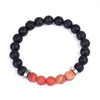 Pulseiras de charme 8mm cura reiki fosco vermelho ágata tigre olho stone casal pulseira de pulseira natural de cristal de rocha natural presente