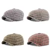 Nieuwe unisex herfst winter plaid krantenjongen ivy caps casual baret hoeden vrouwen flat peiced piek cap Engeland gatsby retro hoed bestuurder platte pet