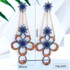 매달린 귀걸이 Godki Trendy Orange Flower Boom Earring For Womending Party Dubai Bewally Boucle D 'Oreille Femme Gift