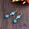 Boucles d'oreilles pendantes en jade bleu perlé, jadéite sculptée, bijoux de créateur, cadeaux de luxe, calcédoine naturelle pour femmes, accessoires en argent 925