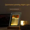 Dekorativa föremål Figurer Sandkonst Moving Night Lamp Craft Quicksand 3D Landscape Flowing Picture Hourglass Gift LED Bord Lätt heminredning 230307