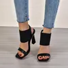 Sandales Zapatos De Tacon Mujer Elegantes été carré chaussures pour femmes mode talons hauts bande élastique