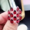 Anelli a grappolo per gioielli Anello di lusso granato rosso naturale reale 925 argento sterling 0,5 ct 12 pezzi di pietre preziose X91291