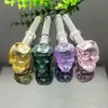 Smoking Pipes Colored single-wheel skull glass smoke set Wholesale Glass Water Pipes Tobacco Accessories Glass Ash Catcher