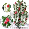 Decorative Flowers Artificial Silk Rose Vine Wedding Decor Real Touch Flower String With Leaves For Home Hanging Decoration