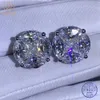 Stud WUIHA 925 Sterling Silver 3EX Crushed Ice 10CT VVS White Sapphire Synthetic Earrings for Women Gift Drop 230307