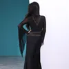 Traje de dança de barriga egípcia, vestido Baladi Galabeya Fallahi Abaya Kaftan Sleeves Long Maxi