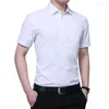 Men's Casual Shirts 2023 Spring Summer Men Shirt Sleeve Whie Pink Blue Turn Down Collar Tops Male Smart Clothes Suitable Daily