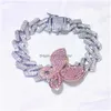 Chaîne Glacé Diamant Femmes Bracelets Bijoux Zircon Bande Type Cubain Lien Or Sier Rose Papillon Drop Delivery Dhgarden Dhlan