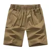 Pantalones cortos para hombre, pantalones cortos de verano de talla grande de algodón con cintura elástica, Bermudas holgadas holgadas de color verde militar para hombre, botón informal de carga 5XL
